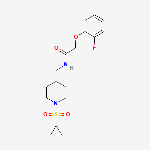 molecular formula C17H23FN2O4S B2420380 N-((1-(cyclopropylsulfonyl)piperidin-4-yl)methyl)-2-(2-fluorophenoxy)acetamide CAS No. 1235331-33-5