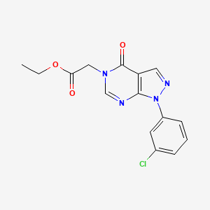 molecular formula C15H13ClN4O3 B2420413 ethyl 2-[1-(3-chlorophenyl)-4-oxo-1H,4H,5H-pyrazolo[3,4-d]pyrimidin-5-yl]acetate CAS No. 895018-83-4