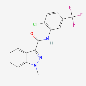molecular formula C16H11ClF3N3O B2420426 N-(2-chloro-5-(trifluoromethyl)phenyl)-1-methyl-1H-indazole-3-carboxamide CAS No. 1428380-48-6