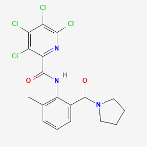 3,4,5,6-tetrachloro-N-[2-methyl-6-(pyrrolidine-1-carbonyl)phenyl]pyridine-2-carboxamide