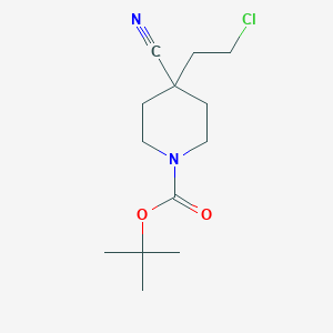 molecular formula C13H21ClN2O2 B2420440 Tert-butyl 4-(2-chloroethyl)-4-cyanopiperidine-1-carboxylate CAS No. 1882469-75-1
