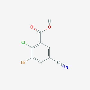 molecular formula C8H3BrClNO2 B2420504 3-Bromo-2-chloro-5-cyanobenzoic acid CAS No. 1805104-36-2