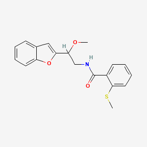 molecular formula C19H19NO3S B2420537 N-(2-(benzofuran-2-yl)-2-methoxyethyl)-2-(methylthio)benzamide CAS No. 2034555-93-4