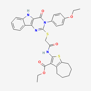 ethyl 2-[[2-[[3-(4-ethoxyphenyl)-4-oxo-5H-pyrimido[5,4-b]indol-2-yl]sulfanyl]acetyl]amino]-5,6,7,8-tetrahydro-4H-cyclohepta[b]thiophene-3-carboxylate