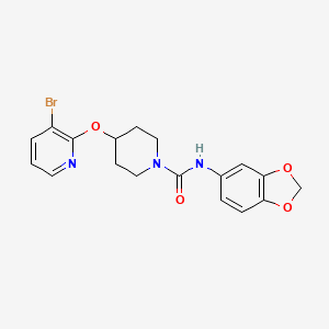 molecular formula C18H18BrN3O4 B2420555 N-(benzo[d][1,3]dioxol-5-yl)-4-((3-bromopyridin-2-yl)oxy)piperidine-1-carboxamide CAS No. 1448079-40-0