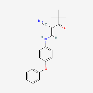 (2E)-4,4-dimethyl-3-oxo-2-[(4-phenoxyanilino)methylidene]pentanenitrile