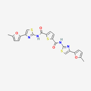 molecular formula C22H16N4O4S3 B2420586 N2,N5-bis[4-(5-methylfuran-2-yl)-1,3-thiazol-2-yl]thiophene-2,5-dicarboxamide CAS No. 476642-72-5