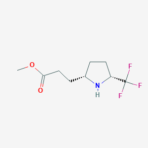 molecular formula C9H14F3NO2 B2420610 Methyl 3-[(2S,5R)-5-(trifluoromethyl)pyrrolidin-2-yl]propanoate CAS No. 2165369-74-2