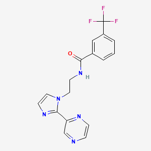 molecular formula C17H14F3N5O B2420623 N-(2-(2-(pyrazin-2-yl)-1H-imidazol-1-yl)ethyl)-3-(trifluoromethyl)benzamide CAS No. 2034508-27-3