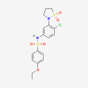 molecular formula C17H19ClN2O5S2 B2420634 N-(4-chloro-3-(1,1-dioxidoisothiazolidin-2-yl)phenyl)-4-ethoxybenzenesulfonamide CAS No. 951551-33-0