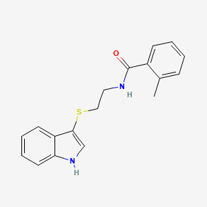 molecular formula C18H18N2OS B2420635 N-[2-(1H-indol-3-ylsulfanyl)ethyl]-2-methylbenzamide CAS No. 687571-21-7