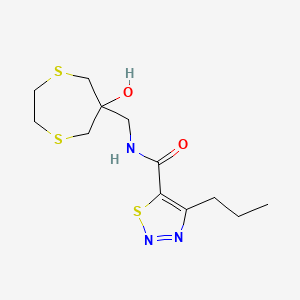 molecular formula C12H19N3O2S3 B2420645 N-[(6-hydroxy-1,4-dithiepan-6-yl)methyl]-4-propyl-1,2,3-thiadiazole-5-carboxamide CAS No. 2415492-05-4