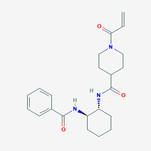 molecular formula C22H29N3O3 B2420652 N-[(1R,2R)-2-Benzamidocyclohexyl]-1-prop-2-enoylpiperidine-4-carboxamide CAS No. 2361703-90-2