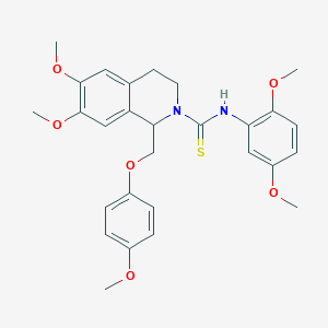 molecular formula C28H32N2O6S B2420656 N-(2,5-dimethoxyphenyl)-6,7-dimethoxy-1-((4-methoxyphenoxy)methyl)-3,4-dihydroisoquinoline-2(1H)-carbothioamide CAS No. 501352-63-2
