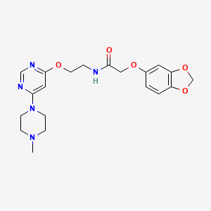 molecular formula C20H25N5O5 B2420666 2-(2H-1,3-benzodioxol-5-yloxy)-N-(2-{[6-(4-methylpiperazin-1-yl)pyrimidin-4-yl]oxy}ethyl)acetamide CAS No. 1203178-81-7