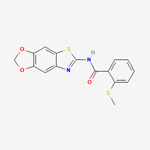 molecular formula C16H12N2O3S2 B2420672 N-{4,6-dioxa-10-thia-12-azatricyclo[7.3.0.0^{3,7}]dodeca-1(9),2,7,11-tetraen-11-yl}-2-(methylsulfanyl)benzamide CAS No. 896353-76-7