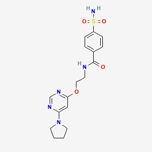molecular formula C17H21N5O4S B2420678 N-(2-((6-(pyrrolidin-1-yl)pyrimidin-4-yl)oxy)ethyl)-4-sulfamoylbenzamide CAS No. 1203008-48-3