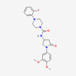 molecular formula C23H27FN4O4 B2420758 N-[1-(3,4-dimethoxyphenyl)-5-oxopyrrolidin-3-yl]-4-(2-fluorophenyl)piperazine-1-carboxamide CAS No. 894044-80-5