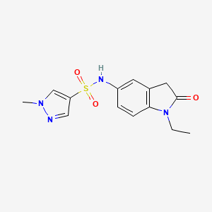molecular formula C14H16N4O3S B2420764 N-(1-ethyl-2-oxoindolin-5-yl)-1-methyl-1H-pyrazole-4-sulfonamide CAS No. 2034422-06-3