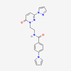 molecular formula C20H18N6O2 B2420792 N-(2-(6-oxo-3-(1H-pyrazol-1-yl)pyridazin-1(6H)-yl)ethyl)-4-(1H-pyrrol-1-yl)benzamide CAS No. 1351613-10-9