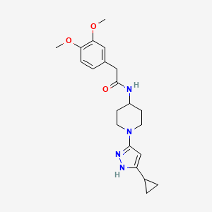 molecular formula C21H28N4O3 B2420830 N-[1-(5-cyclopropyl-1H-pyrazol-3-yl)piperidin-4-yl]-2-(3,4-dimethoxyphenyl)acetamide CAS No. 2034206-50-1