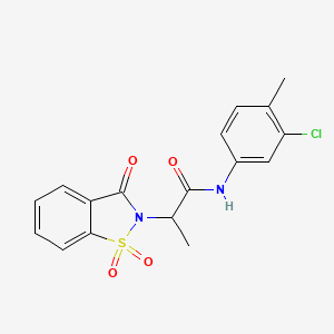 molecular formula C17H15ClN2O4S B2420876 N-(3-chloro-4-methylphenyl)-2-(1,1-dioxido-3-oxobenzo[d]isothiazol-2(3H)-yl)propanamide CAS No. 899996-79-3