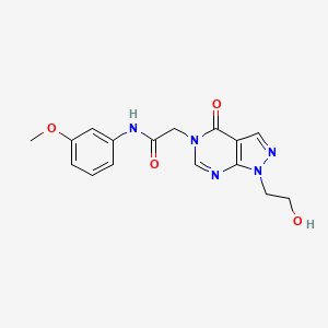 molecular formula C16H17N5O4 B2420880 2-[1-(2-hydroxyethyl)-4-oxo-1H,4H,5H-pyrazolo[3,4-d]pyrimidin-5-yl]-N-(3-methoxyphenyl)acetamide CAS No. 900011-36-1