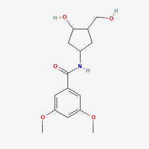 molecular formula C15H21NO5 B2420893 N-[3-Hydroxy-4-(hydroxymethyl)cyclopentyl]-3,5-dimethoxybenzamide CAS No. 1421462-13-6