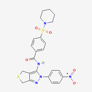 molecular formula C23H23N5O5S2 B2420895 N-[2-(4-nitrophenyl)-2H,4H,6H-thieno[3,4-c]pyrazol-3-yl]-4-(piperidine-1-sulfonyl)benzamide CAS No. 396722-85-3