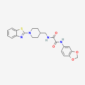 molecular formula C22H22N4O4S B2420896 N1-(benzo[d][1,3]dioxol-5-yl)-N2-((1-(benzo[d]thiazol-2-yl)piperidin-4-yl)methyl)oxalamide CAS No. 1797400-77-1