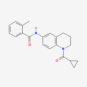 molecular formula C21H22N2O2 B2420903 N-(1-cyclopropanecarbonyl-1,2,3,4-tetrahydroquinolin-6-yl)-2-methylbenzamide CAS No. 899964-11-5