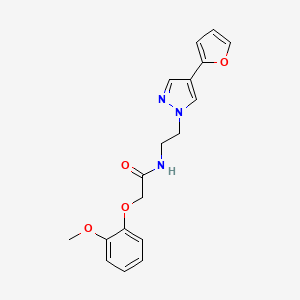 molecular formula C18H19N3O4 B2420911 N-(2-(4-(furan-2-yl)-1H-pyrazol-1-yl)ethyl)-2-(2-methoxyphenoxy)acetamide CAS No. 2034557-20-3