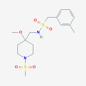 molecular formula C16H26N2O5S2 B2420937 N-[(1-methanesulfonyl-4-methoxypiperidin-4-yl)methyl]-1-(3-methylphenyl)methanesulfonamide CAS No. 2415628-73-6