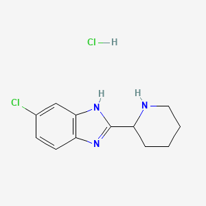 molecular formula C12H15Cl2N3 B2420964 5-Chloro-2-(piperidin-2-yl)-1H-1,3-benzodiazole hydrochloride CAS No. 1909319-56-7
