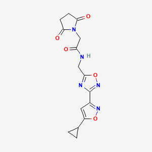 molecular formula C15H15N5O5 B2420970 N-((3-(5-cyclopropylisoxazol-3-yl)-1,2,4-oxadiazol-5-yl)methyl)-2-(2,5-dioxopyrrolidin-1-yl)acetamide CAS No. 1903885-84-6