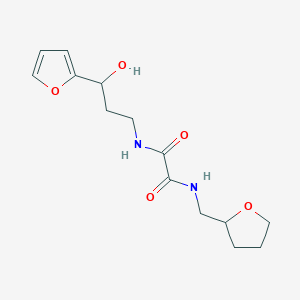molecular formula C14H20N2O5 B2420980 N1-(3-(furan-2-yl)-3-hydroxypropyl)-N2-((tetrahydrofuran-2-yl)methyl)oxalamide CAS No. 1421441-30-6