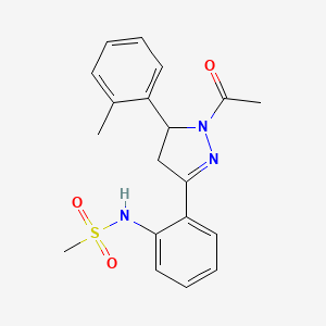 molecular formula C19H21N3O3S B2421029 N-(2-(1-acetyl-5-(o-tolyl)-4,5-dihydro-1H-pyrazol-3-yl)phenyl)methanesulfonamide CAS No. 923681-07-6