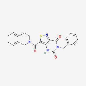 molecular formula C22H18N4O3S B2421036 6-benzyl-3-(1,2,3,4-tetrahydroisoquinoline-2-carbonyl)-4H,5H,6H,7H-[1,2]thiazolo[4,3-d]pyrimidine-5,7-dione CAS No. 1251597-92-8