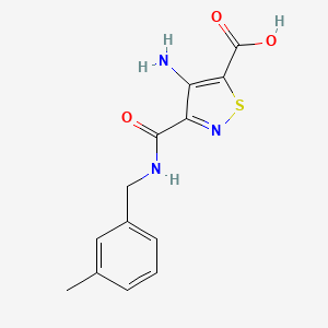 molecular formula C13H13N3O3S B2421048 4-Amino-3-{[(3-methylphenyl)methyl]carbamoyl}-1,2-thiazole-5-carboxylic acid CAS No. 2320421-19-8