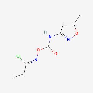 molecular formula C8H10ClN3O3 B2421057 N-({[(5-methyl-3-isoxazolyl)amino]carbonyl}oxy)propanimidoyl chloride CAS No. 352318-35-5