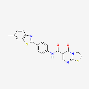molecular formula C21H16N4O2S2 B2421074 N-(4-(6-methylbenzo[d]thiazol-2-yl)phenyl)-5-oxo-3,5-dihydro-2H-thiazolo[3,2-a]pyrimidine-6-carboxamide CAS No. 497072-57-8