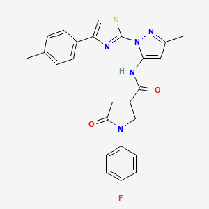 B2421087 1-(4-fluorophenyl)-N-(3-methyl-1-(4-(p-tolyl)thiazol-2-yl)-1H-pyrazol-5-yl)-5-oxopyrrolidine-3-carboxamide CAS No. 1019103-38-8