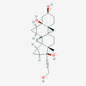 molecular formula C24H34O4 B024211 (1R,2R,4R,5R,7S,10R,11S,14S,15S,16S,18S,19S)-15-(3-Hydroxyprop-1-ynyl)-10,14-dimethylhexacyclo[9.8.0.02,4.05,10.014,19.016,18]nonadecane-5,7,15-triol CAS No. 82543-17-7