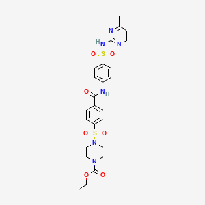 molecular formula C25H28N6O7S2 B2421103 ethyl 4-((4-((4-(N-(4-methylpyrimidin-2-yl)sulfamoyl)phenyl)carbamoyl)phenyl)sulfonyl)piperazine-1-carboxylate CAS No. 868212-58-2