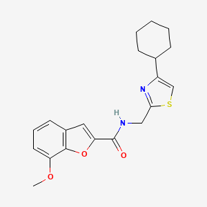 molecular formula C20H22N2O3S B2421141 N-[(4-cyclohexyl-1,3-thiazol-2-yl)methyl]-7-methoxy-1-benzofuran-2-carboxamide CAS No. 2034589-20-1