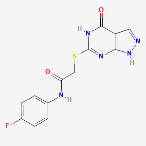 molecular formula C13H10FN5O2S B2421148 N-(4-fluorophenyl)-2-((4-oxo-4,5-dihydro-1H-pyrazolo[3,4-d]pyrimidin-6-yl)thio)acetamide CAS No. 878066-82-1