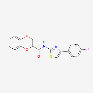 molecular formula C18H13IN2O3S B2421167 N-(4-(4-iodophenyl)thiazol-2-yl)-2,3-dihydrobenzo[b][1,4]dioxine-2-carboxamide CAS No. 850903-26-3