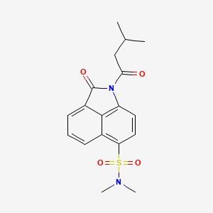 molecular formula C18H20N2O4S B2421175 N,N-dimethyl-1-(3-methylbutanoyl)-2-oxo-1,2-dihydrobenzo[cd]indole-6-sulfonamide CAS No. 881477-17-4