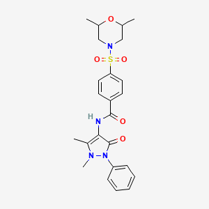 molecular formula C24H28N4O5S B2421176 N-(1,5-dimethyl-3-oxo-2-phenyl-2,3-dihydro-1H-pyrazol-4-yl)-4-[(2,6-dimethylmorpholin-4-yl)sulfonyl]benzamide CAS No. 325729-50-8