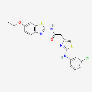 molecular formula C20H17ClN4O2S2 B2421180 2-(2-((3-chlorophenyl)amino)thiazol-4-yl)-N-(6-ethoxybenzo[d]thiazol-2-yl)acetamide CAS No. 1171774-08-5
